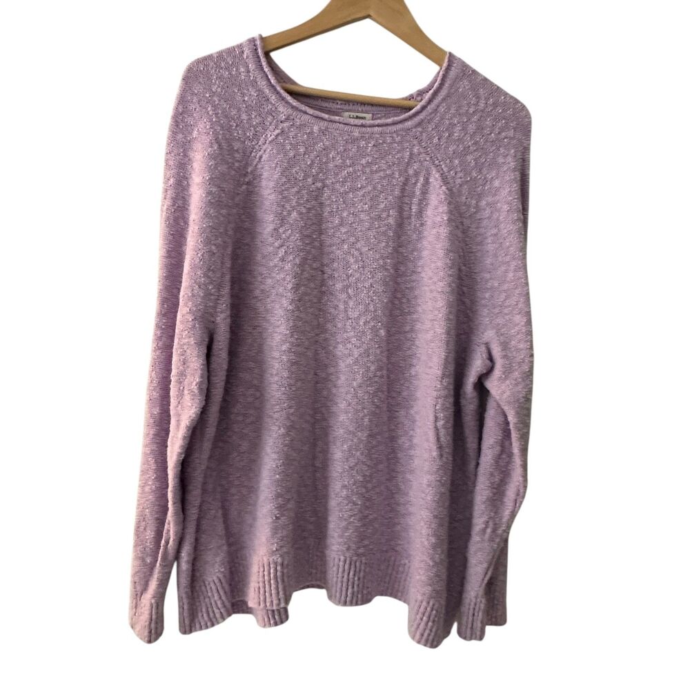 L.L. Bean Lavender‎ Purple Textured Cotton Scoop Neck Sweater Plus Size 3X